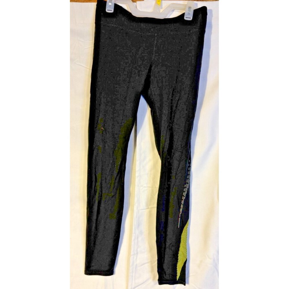 Gap Gapfit Women’s XL Workout Leggings Black Green Design Athleisure Gym Sporty